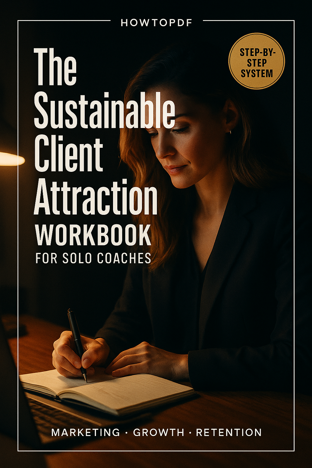 The Sustainable Client Attraction Workbook for Solo Coaches digital guide cover