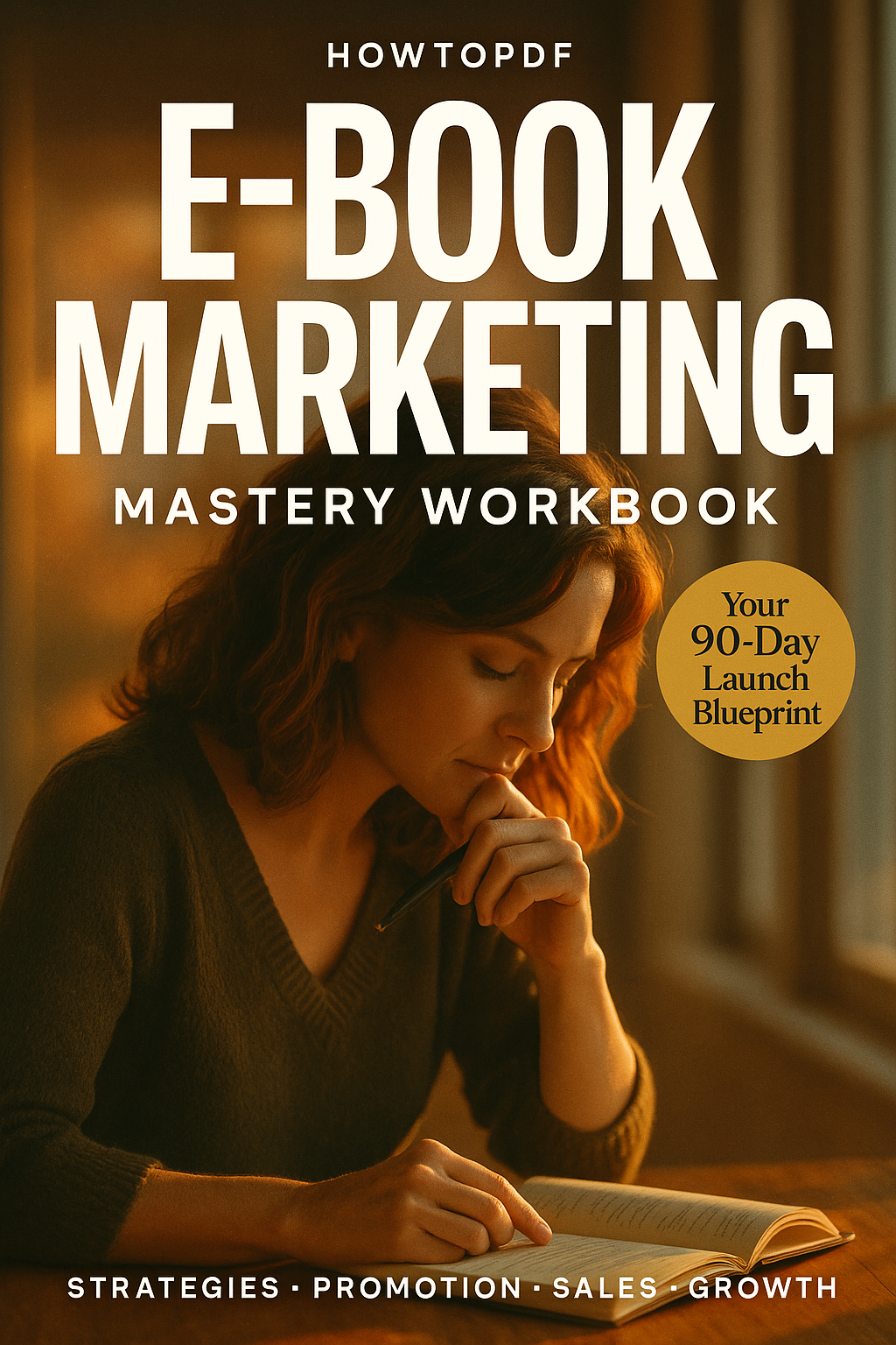 E-Book Marketing Mastery Workbook: Your 90-Day Launch Blueprint digital guide cover